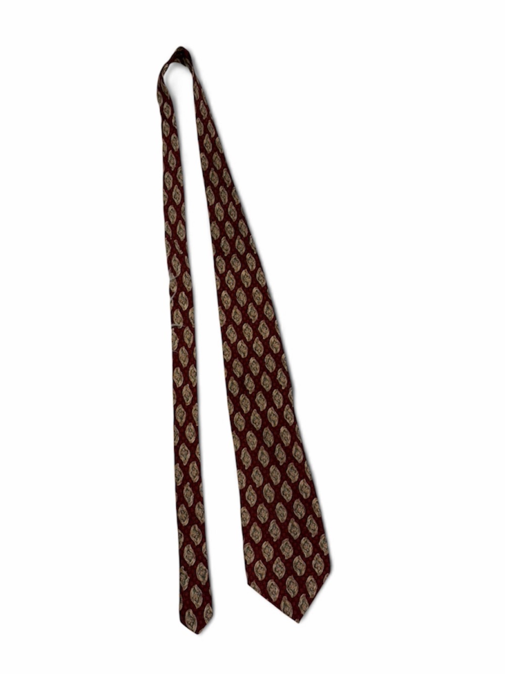 Vintage Gap Mens Burgundy Red Geometric Silk Necktie USA Made Dark Academia